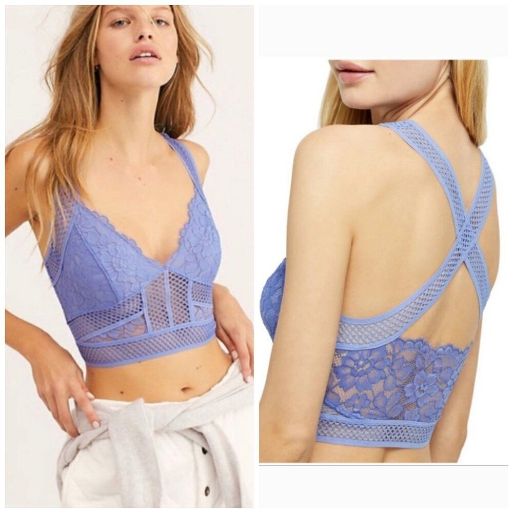 Free People Intimately Sitting Pretty Brami Blue Egret Medium